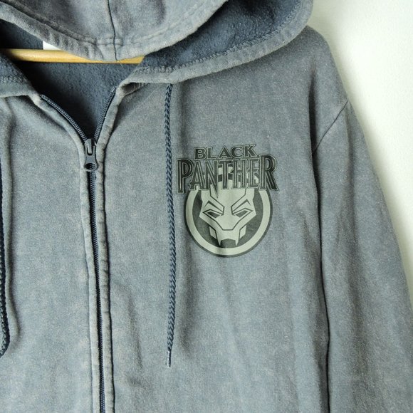 Marvel Black Panther men's hoodie full zip sweatshirt gray graphic print - Picture 2 of 10